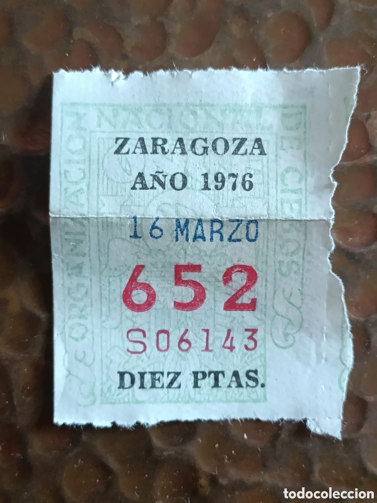 Cupones ONCE: CUPON DE LOTERIA LA ONCE 652 10 PTAS [ A&Ntilde;O 1976 ]