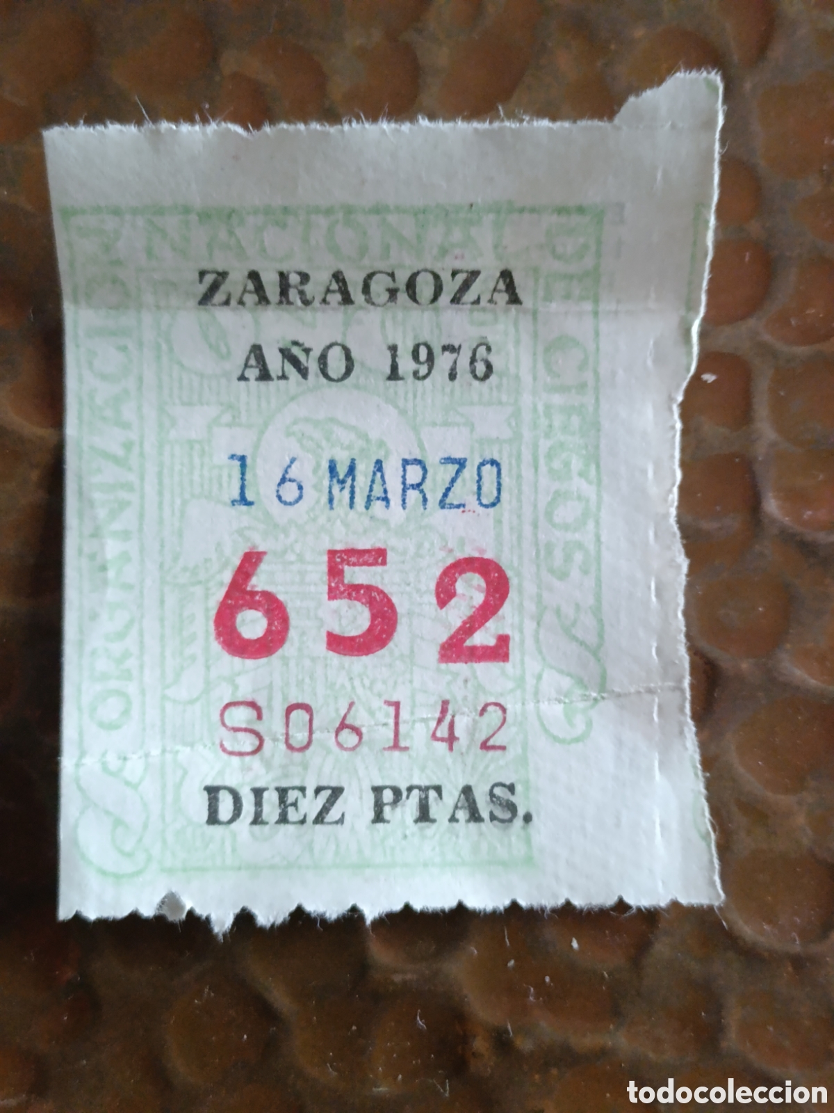Cupones ONCE: CUPON DE LOTERIA LA ONCE 652 10 PTAS [ A&Ntilde;O 1976 ]