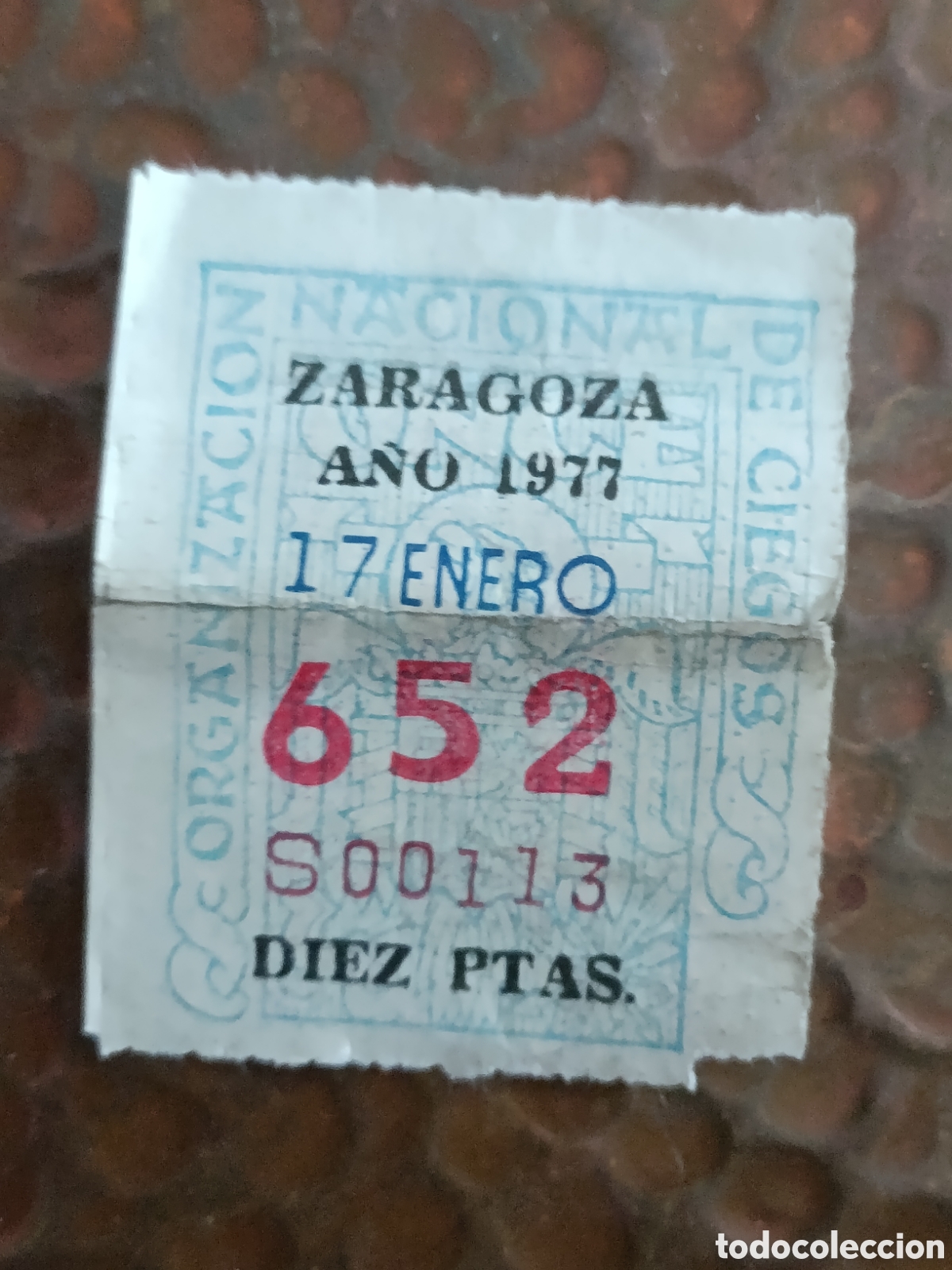 Cupones ONCE: CUPON DE LOTERIA LA ONCE 652 10 PTAS [ A&Ntilde;O 1977 ]
