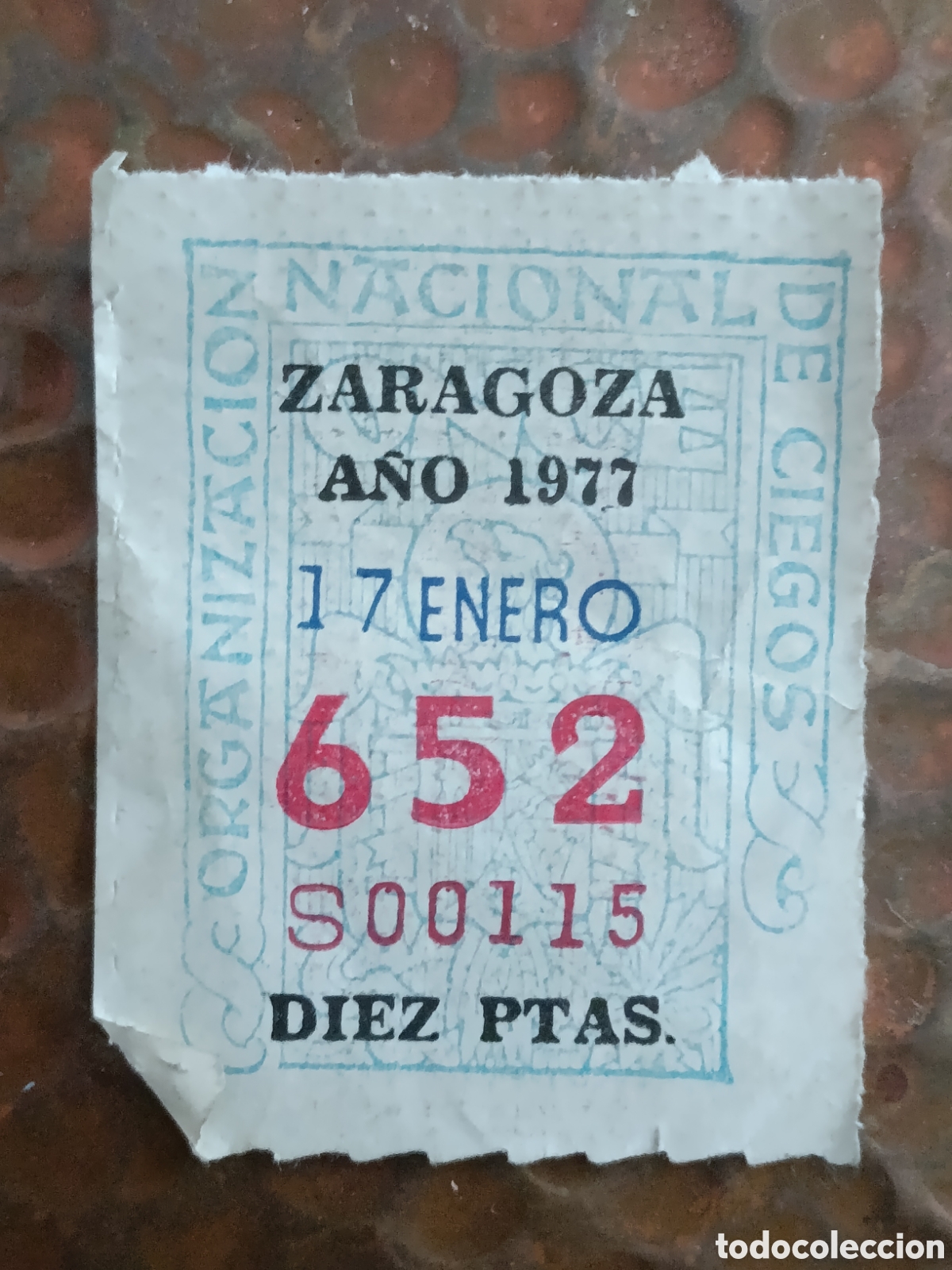 Cupones ONCE: CUPON DE LOTERIA LA ONCE 652 10 PTAS [ A&Ntilde;O 1977 ]