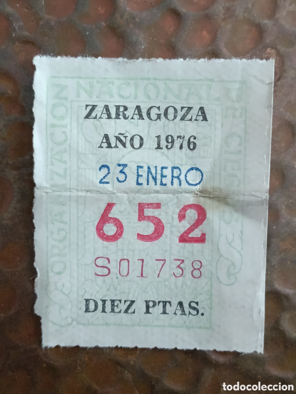 Cupones ONCE: CUPON DE LOTERIA LA ONCE 652 10 PTAS [ A&Ntilde;O 1976 ]