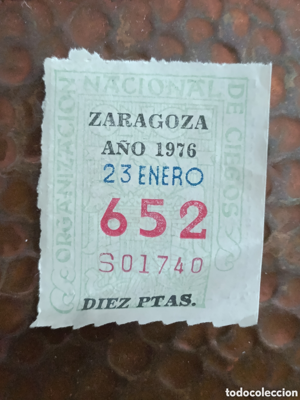 Cupones ONCE: CUPON DE LOTERIA LA ONCE 652 10 PTAS [ A&Ntilde;O 1976 ]