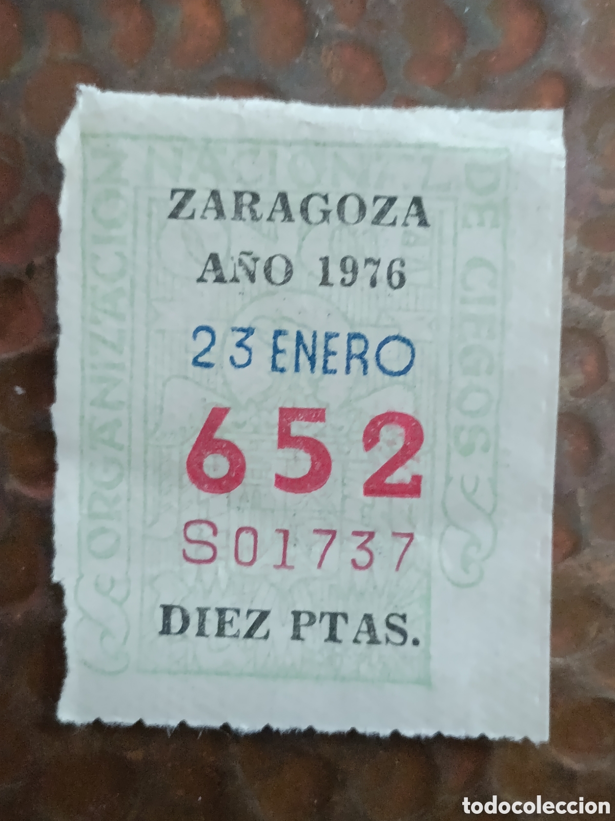 Cupones ONCE: CUPON DE LOTERIA LA ONCE 652 10 PTAS [ A&Ntilde;O 1976 ]