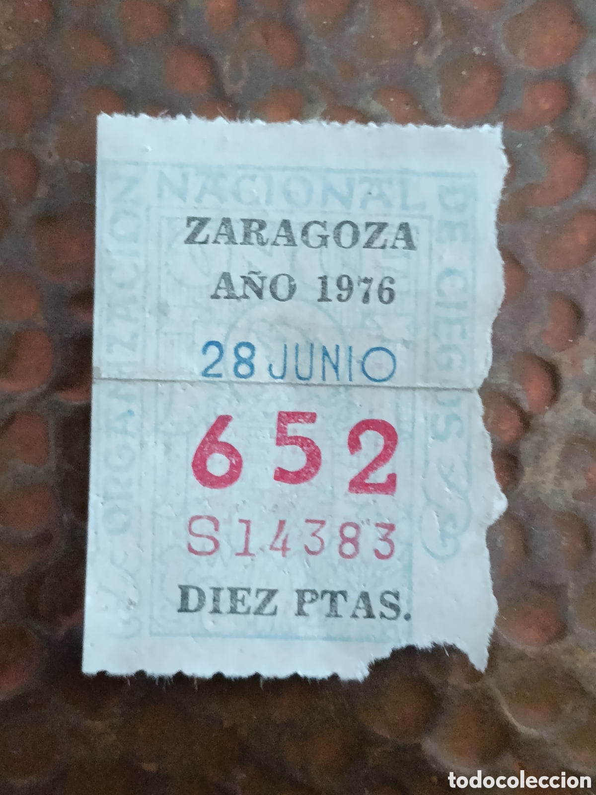 Cupones ONCE: CUPON DE LOTERIA LA ONCE 652 10 PTAS [ A&Ntilde;O 1976 ]