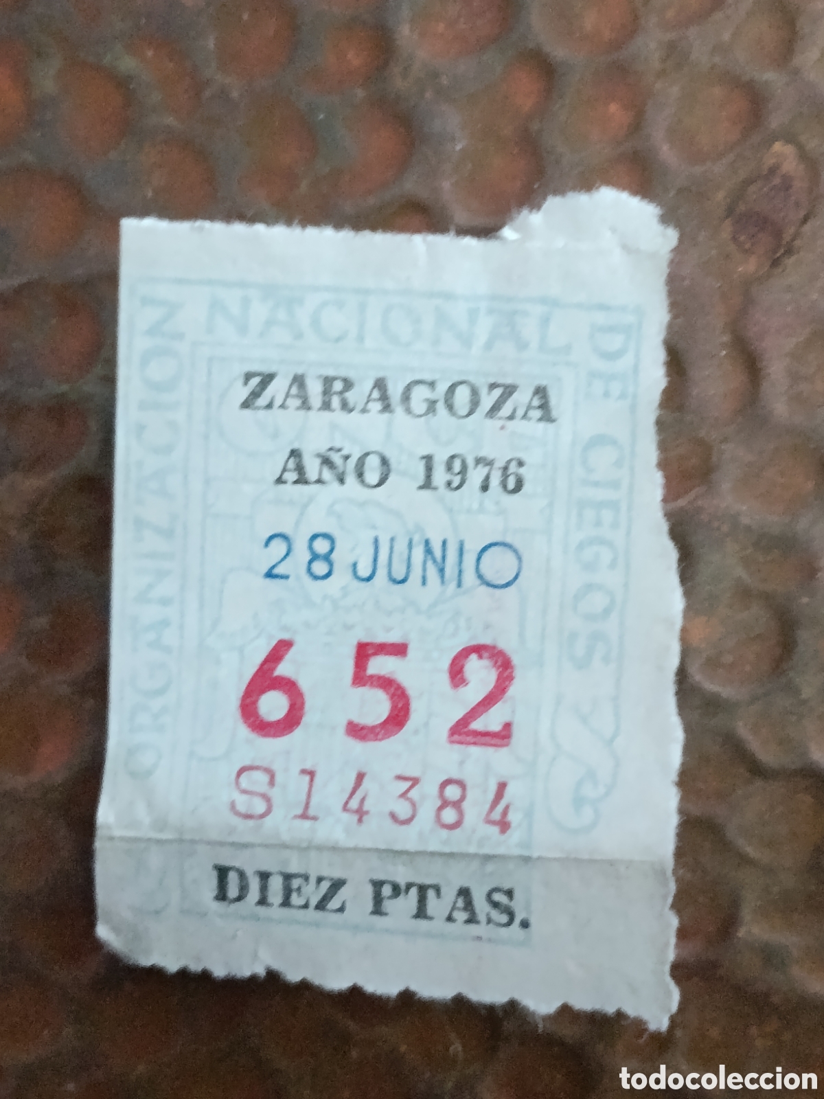 Cupones ONCE: CUPON DE LOTERIA LA ONCE 652 10 PTAS [ A&Ntilde;O 1976 ]