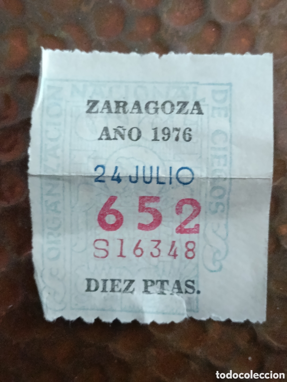 Cupones ONCE: CUPON DE LOTERIA LA ONCE 652 10 PTAS [ A&Ntilde;O 1976 ]
