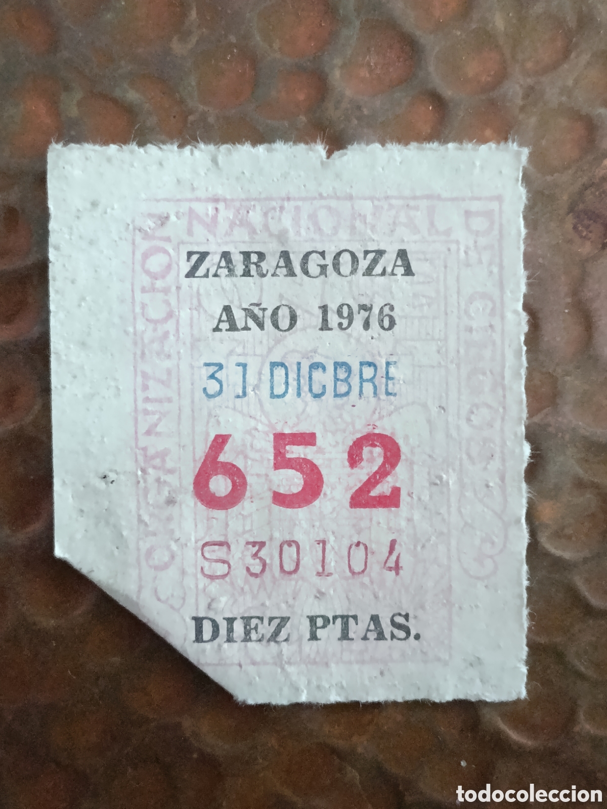 Cupones ONCE: CUPON DE LOTERIA LA ONCE 652 10 PTAS [ A&Ntilde;O 1976 ]
