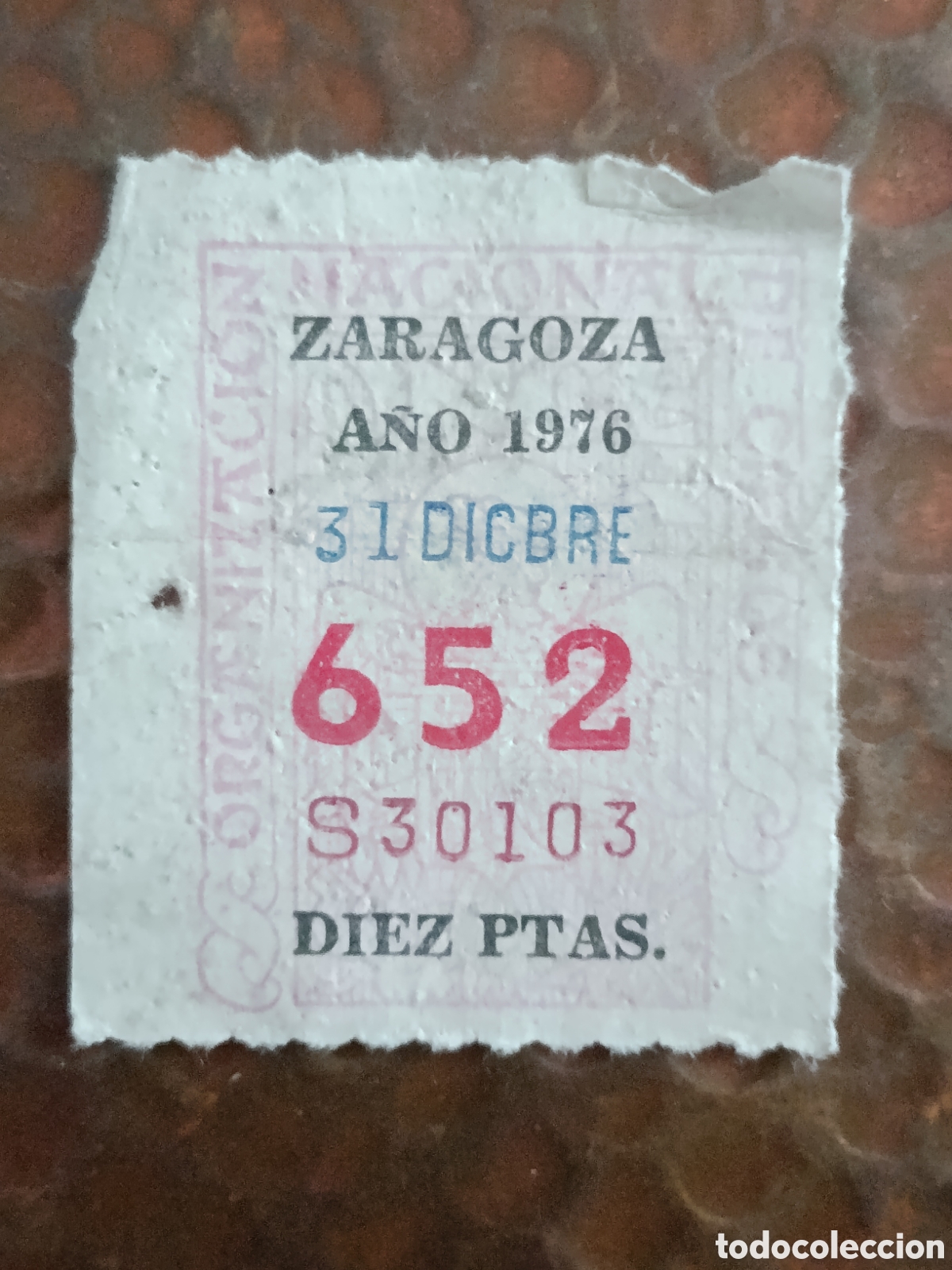 Cupones ONCE: CUPON DE LOTERIA LA ONCE 652 10 PTAS [ A&Ntilde;O 1976 ]