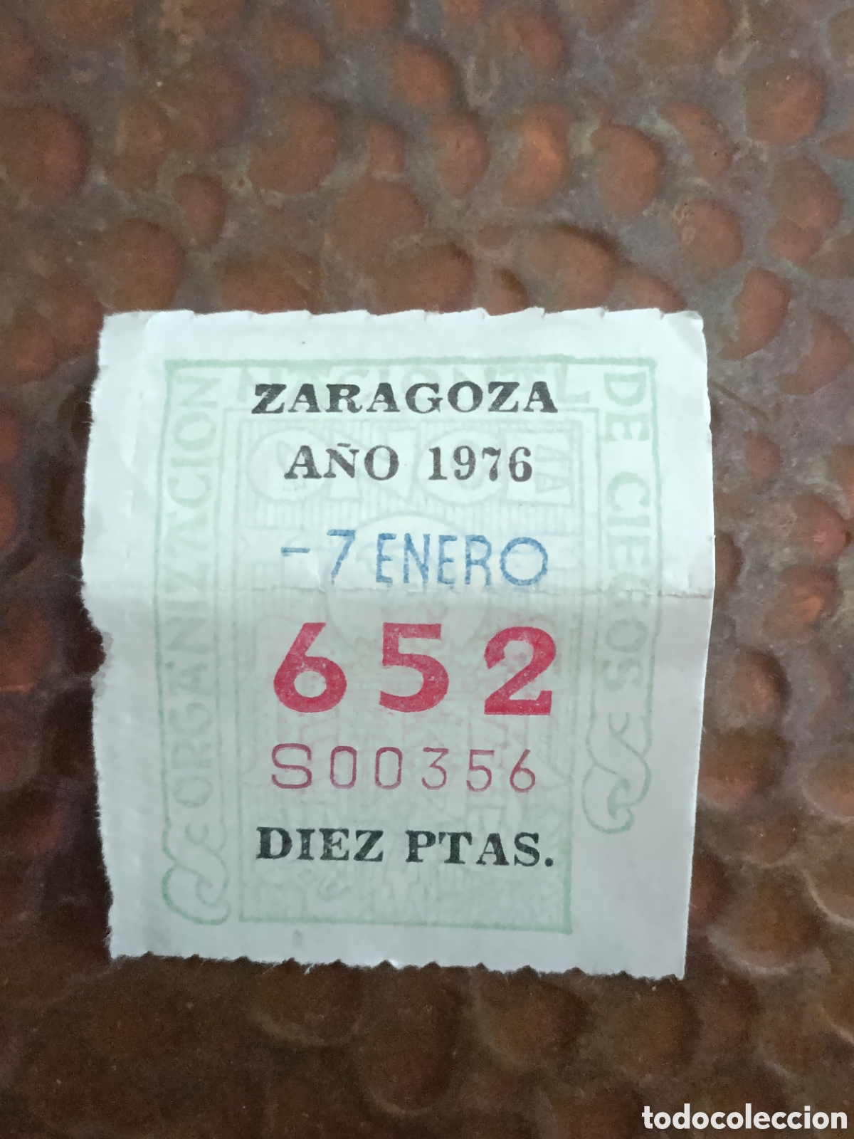 Cupones ONCE: CUPON DE LOTERIA LA ONCE 652 10 PTAS [ A&Ntilde;O 1976 ]