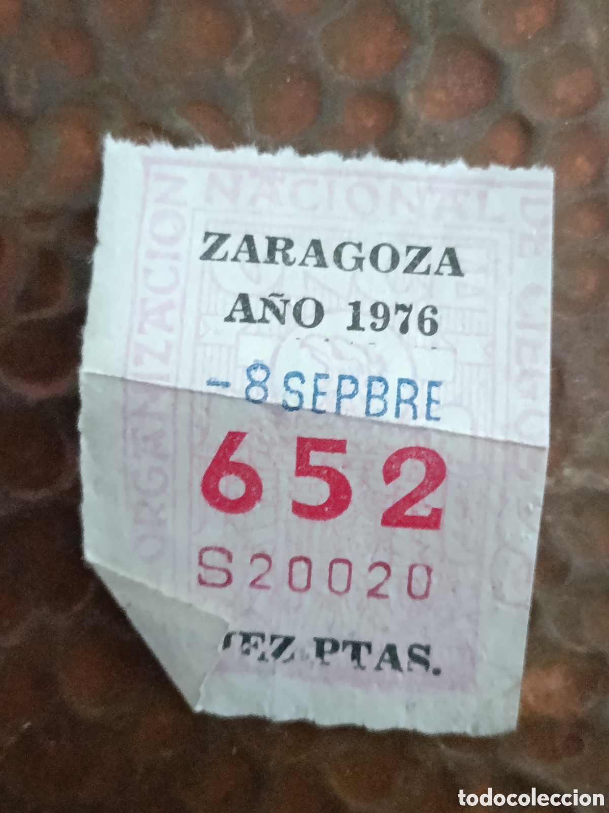Cupones ONCE: CUPON DE LOTERIA LA ONCE 652 10 PTAS [ A&Ntilde;O 1976 ]