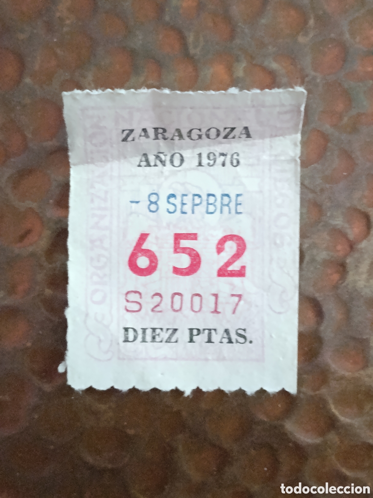 Cupones ONCE: CUPON DE LOTERIA LA ONCE 652 10 PTAS [ A&Ntilde;O 1976 ]
