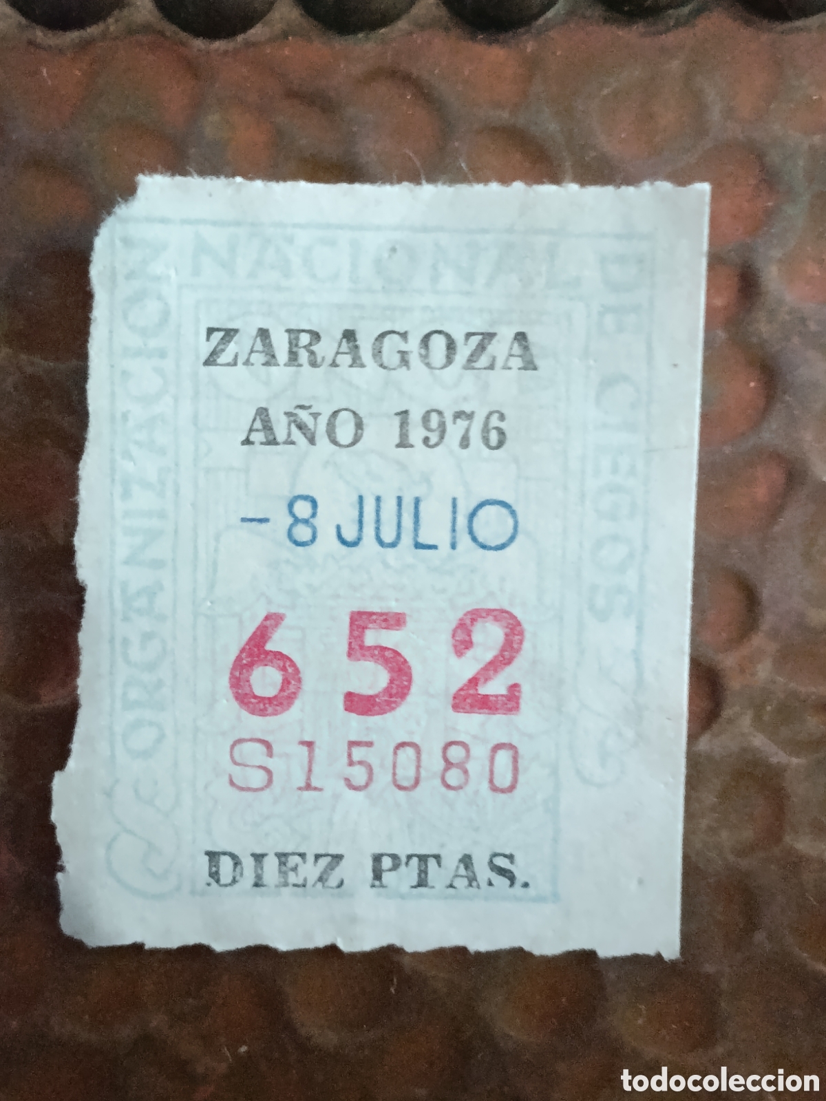 Cupones ONCE: CUPON DE LOTERIA LA ONCE 652 10 PTAS [ A&Ntilde;O 1976 ]