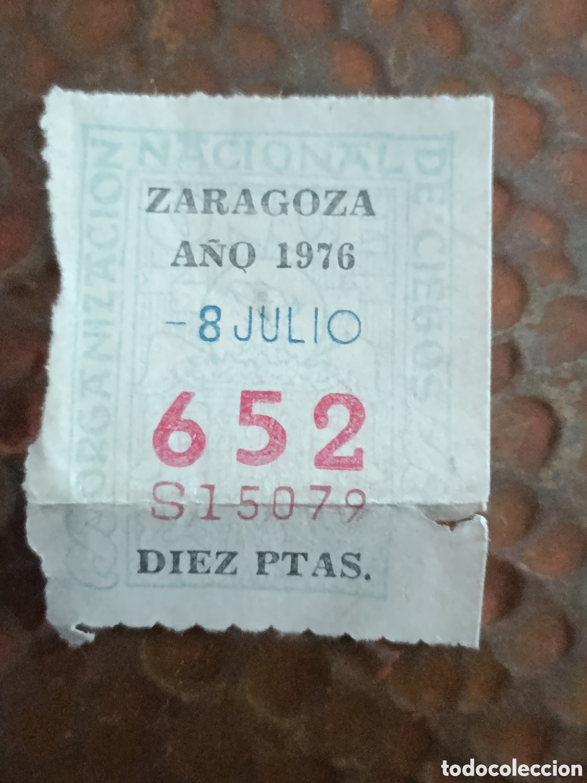 Cupones ONCE: CUPON DE LOTERIA LA ONCE 652 10 PTAS [ A&Ntilde;O 1976 ]