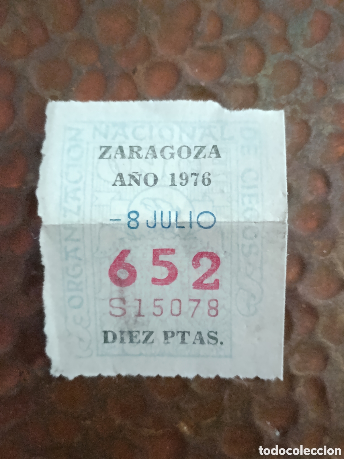 Cupones ONCE: CUPON DE LOTERIA LA ONCE 652 10 PTAS [ A&Ntilde;O 1976 ]