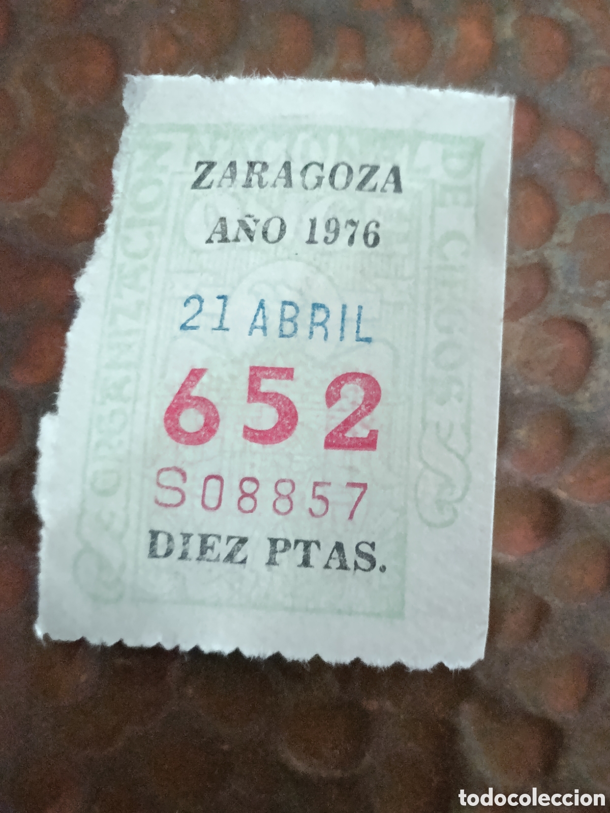Cupones ONCE: CUPON DE LOTERIA LA ONCE 652 10 PTAS [ A&Ntilde;O 1976 ]