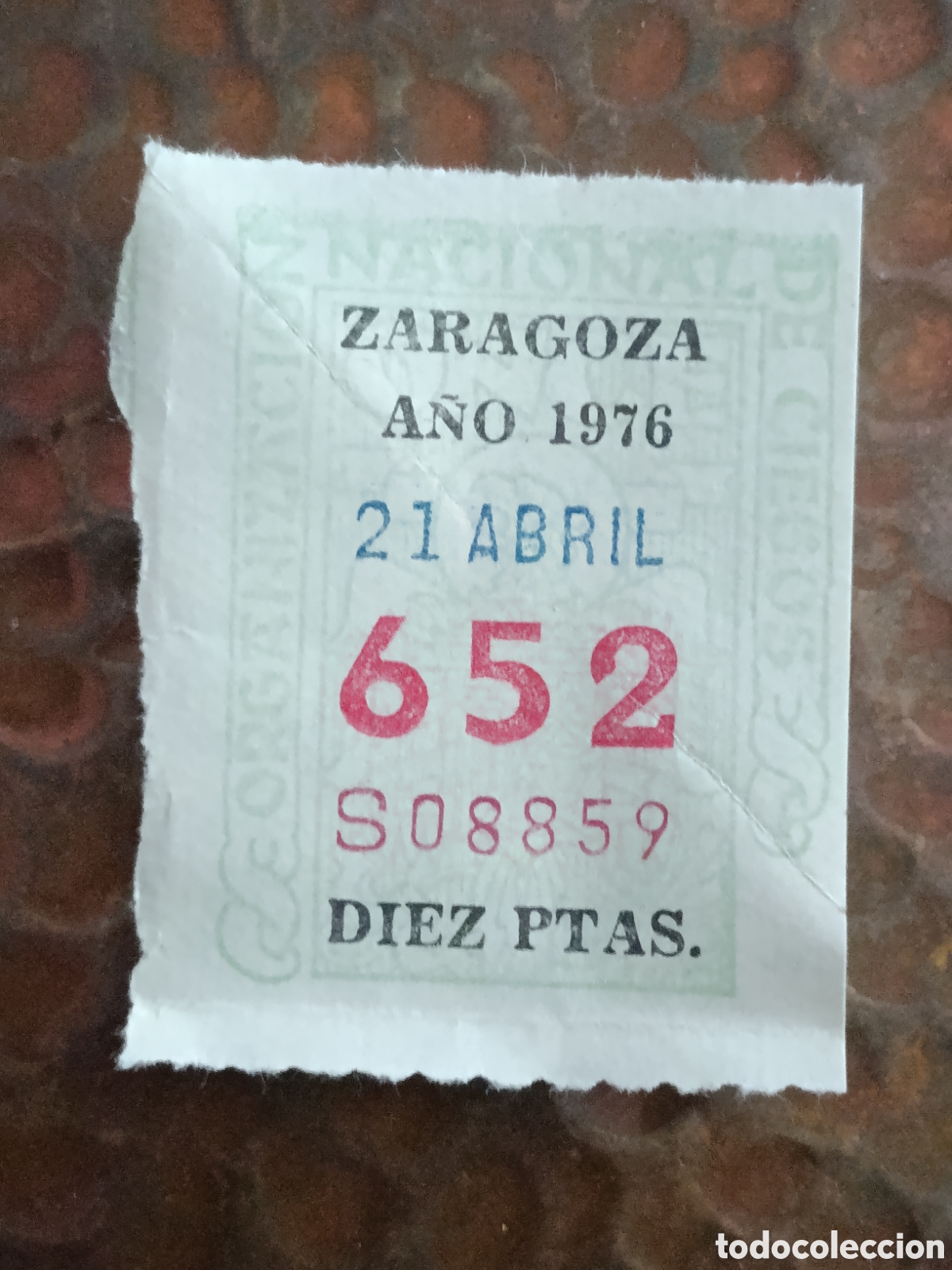 Cupones ONCE: CUPON DE LOTERIA LA ONCE 652 10 PTAS [ A&Ntilde;O 1976 ]