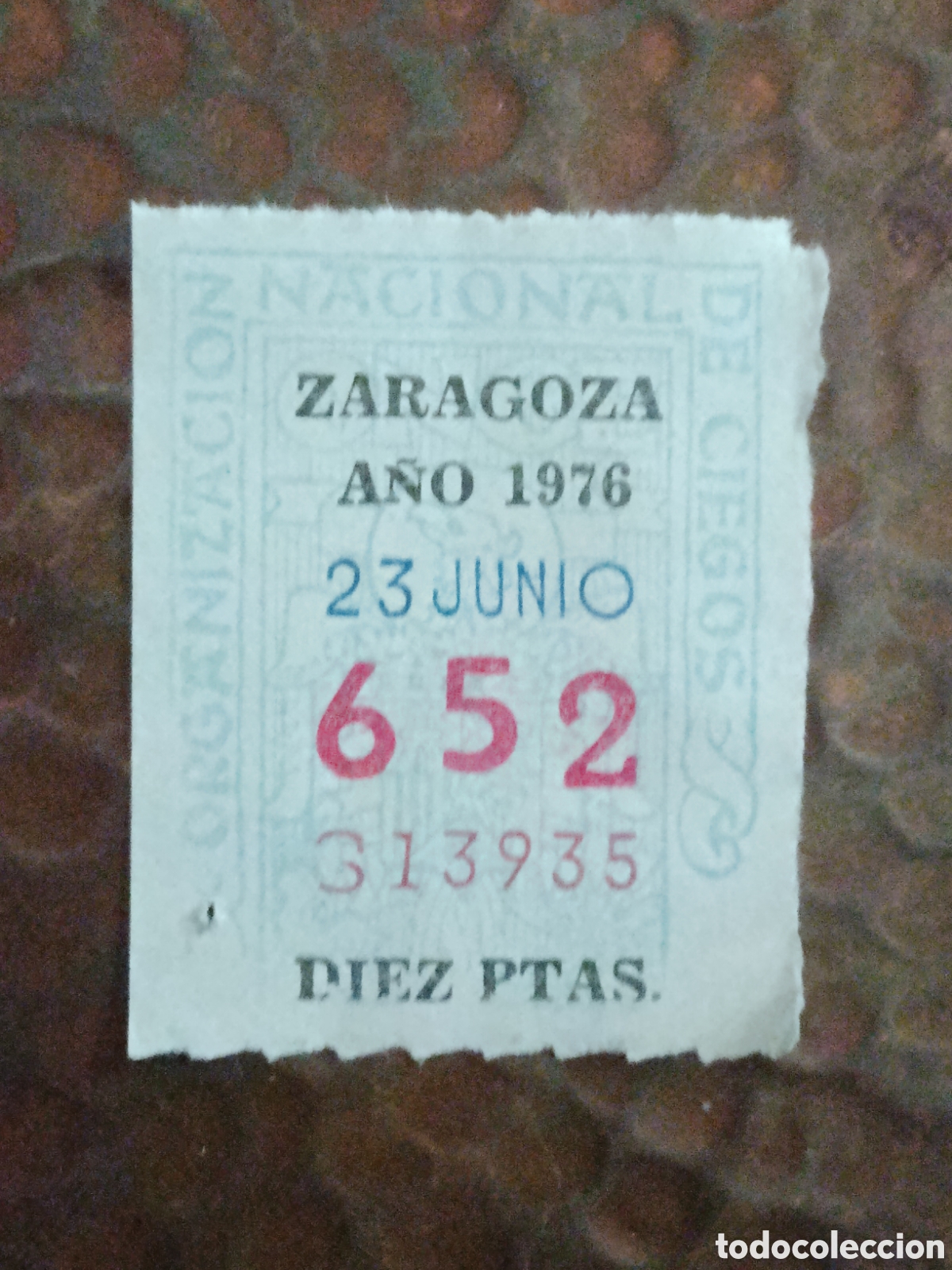 Cupones ONCE: CUPON DE LOTERIA LA ONCE 652 10 PTAS [ A&Ntilde;O 1976 ]