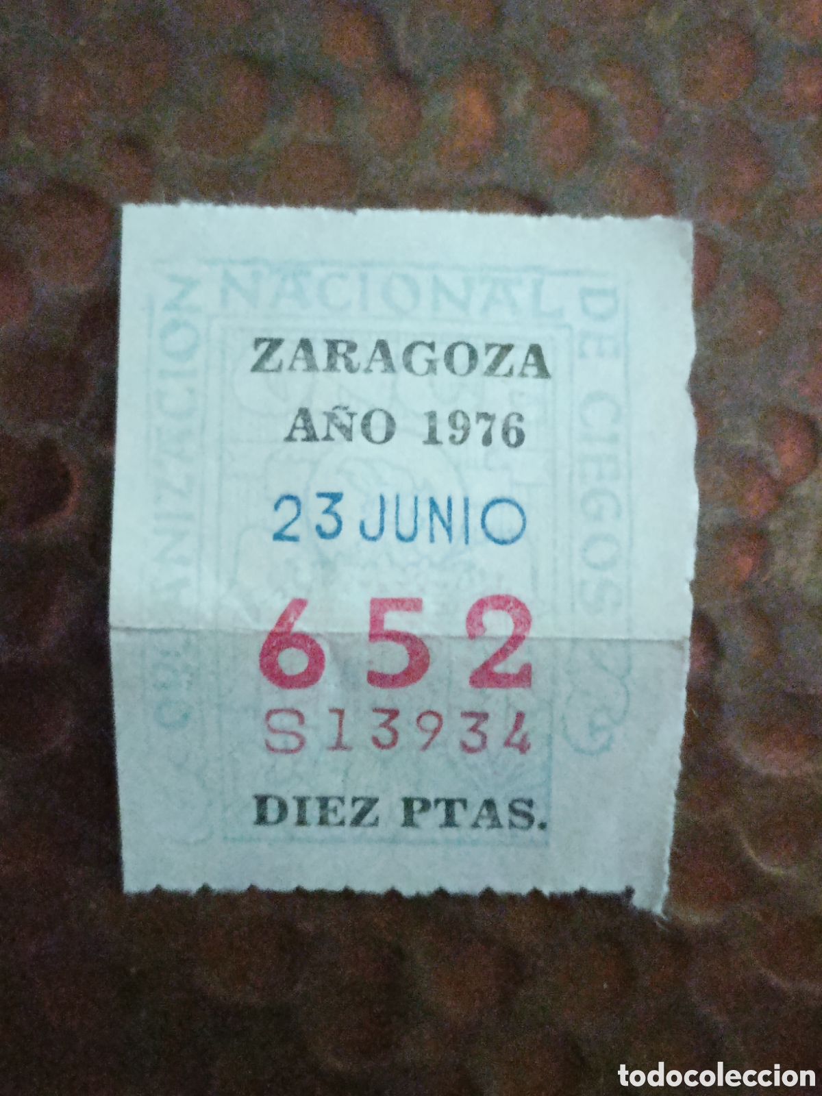 Cupones ONCE: CUPON DE LOTERIA LA ONCE 652 10 PTAS [ A&Ntilde;O 1976 ]