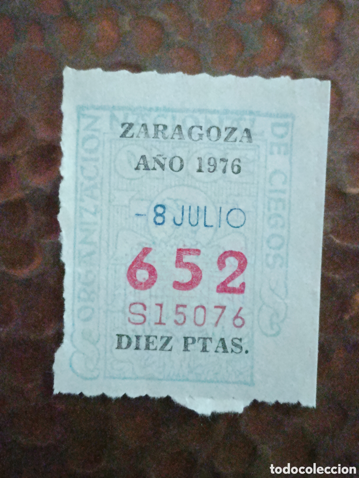 Cupones ONCE: CUPON DE LOTERIA LA ONCE 652 10 PTAS [ A&Ntilde;O 1976 ]