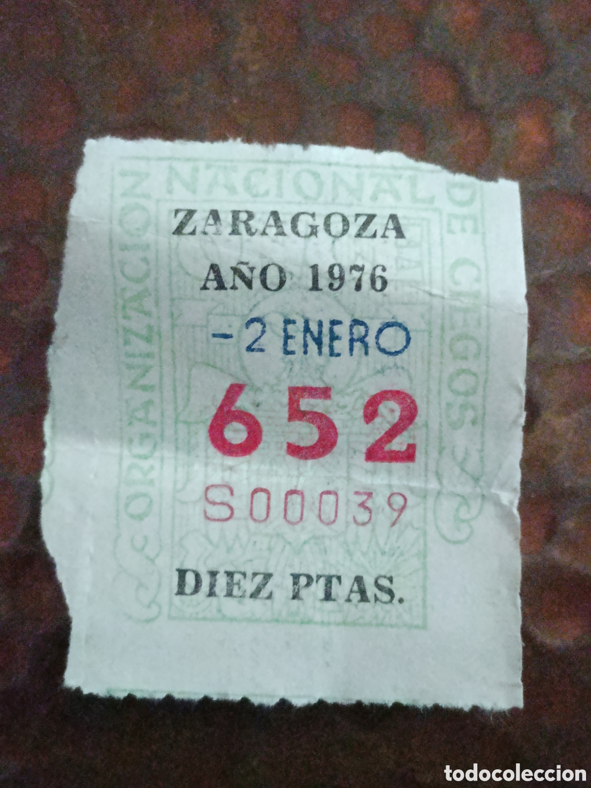 Cupones ONCE: CUPON DE LOTERIA LA ONCE 652 10 PTAS [ A&Ntilde;O 1976 ]
