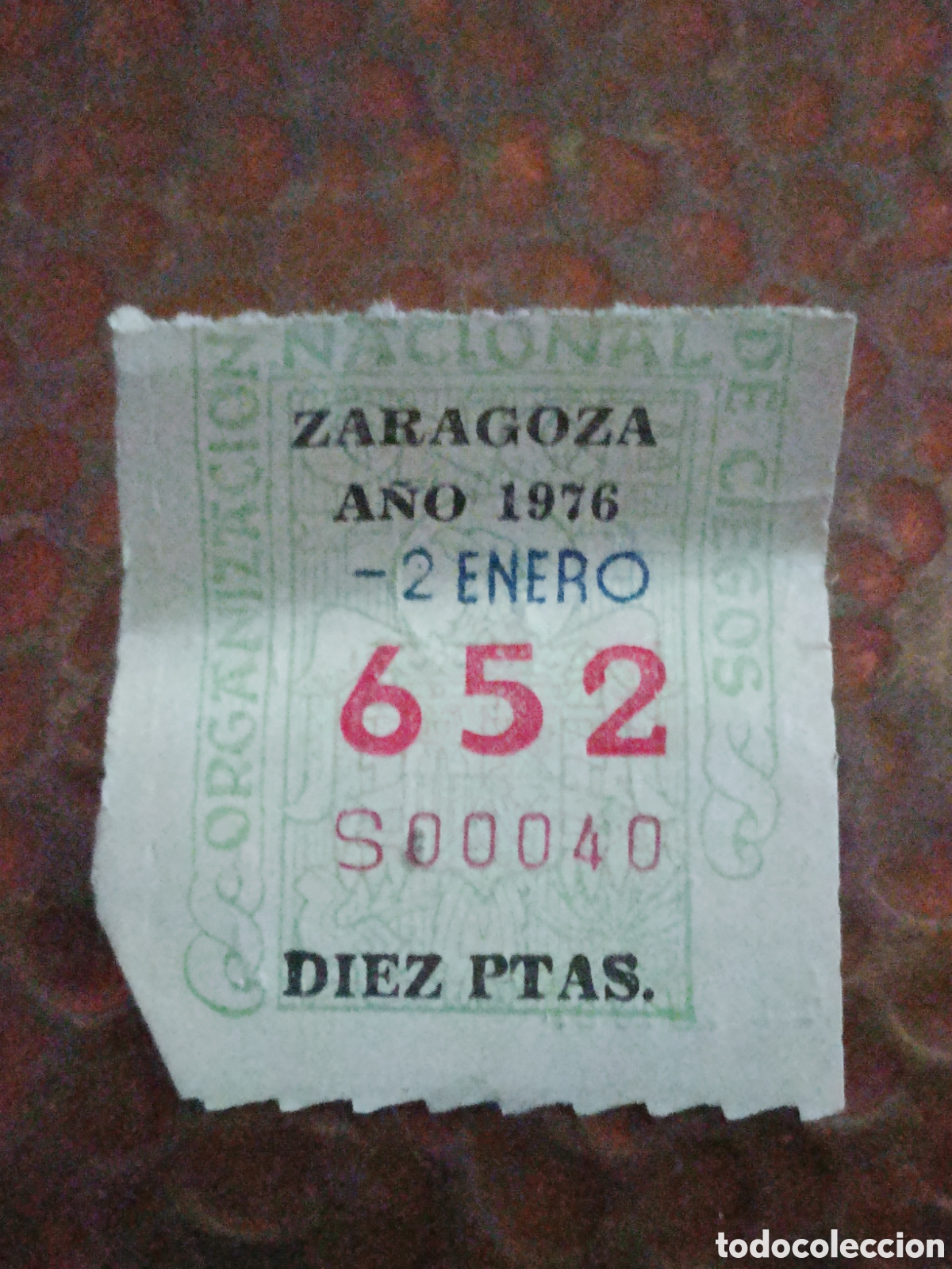Cupones ONCE: CUPON DE LOTERIA LA ONCE 652 10 PTAS [ A&Ntilde;O 1976 ]