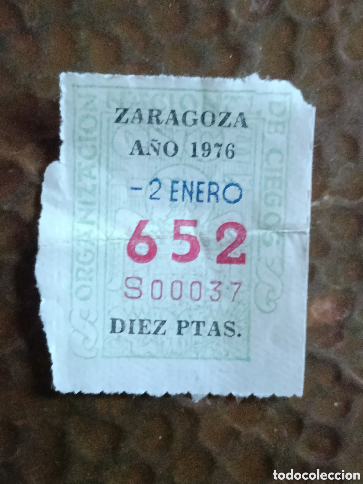 Cupones ONCE: CUPON DE LOTERIA LA ONCE 652 10 PTAS [ A&Ntilde;O 1976 ]