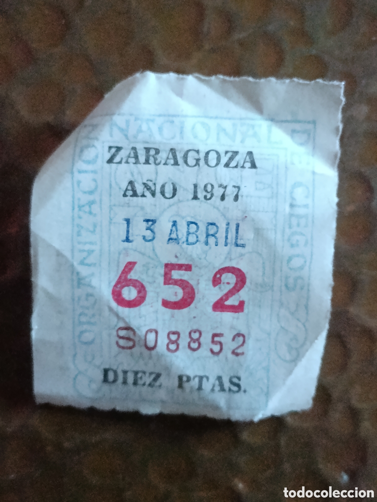 Cupones ONCE: CUPON DE LOTERIA LA ONCE 652 10 PTAS [ A&Ntilde;O 1977 ]