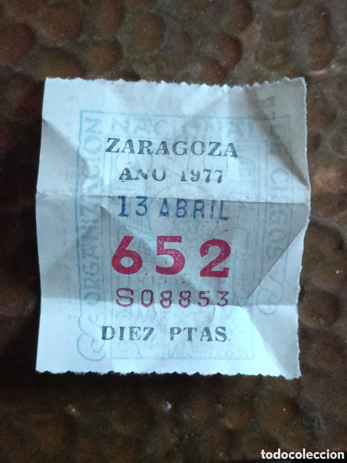 Cupones ONCE: CUPON DE LOTERIA LA ONCE 652 10 PTAS [ A&Ntilde;O 1977 ]