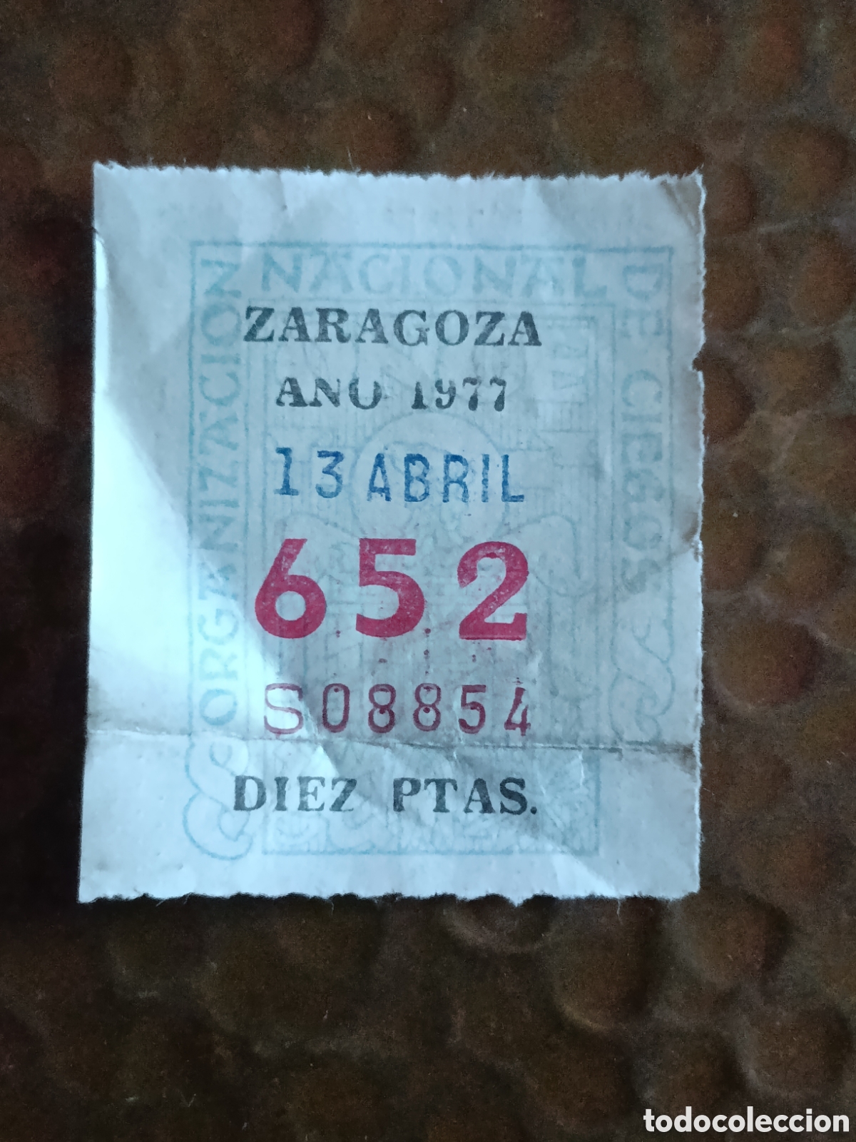 Cupones ONCE: CUPON DE LOTERIA LA ONCE 652 10 PTAS [ A&Ntilde;O 1977 ]