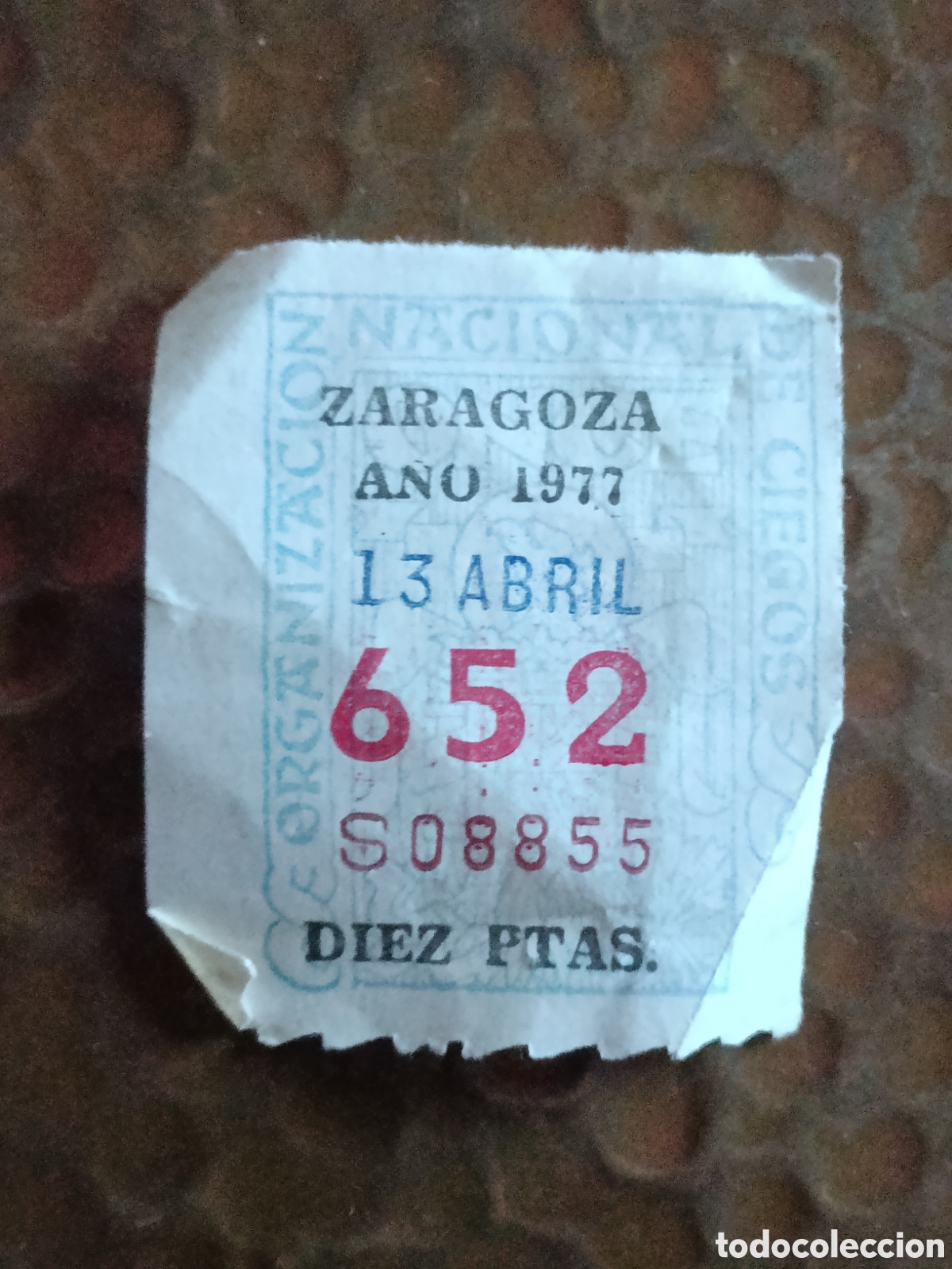 Cupones ONCE: CUPON DE LOTERIA LA ONCE 652 10 PTAS [ A&Ntilde;O 1977 ]