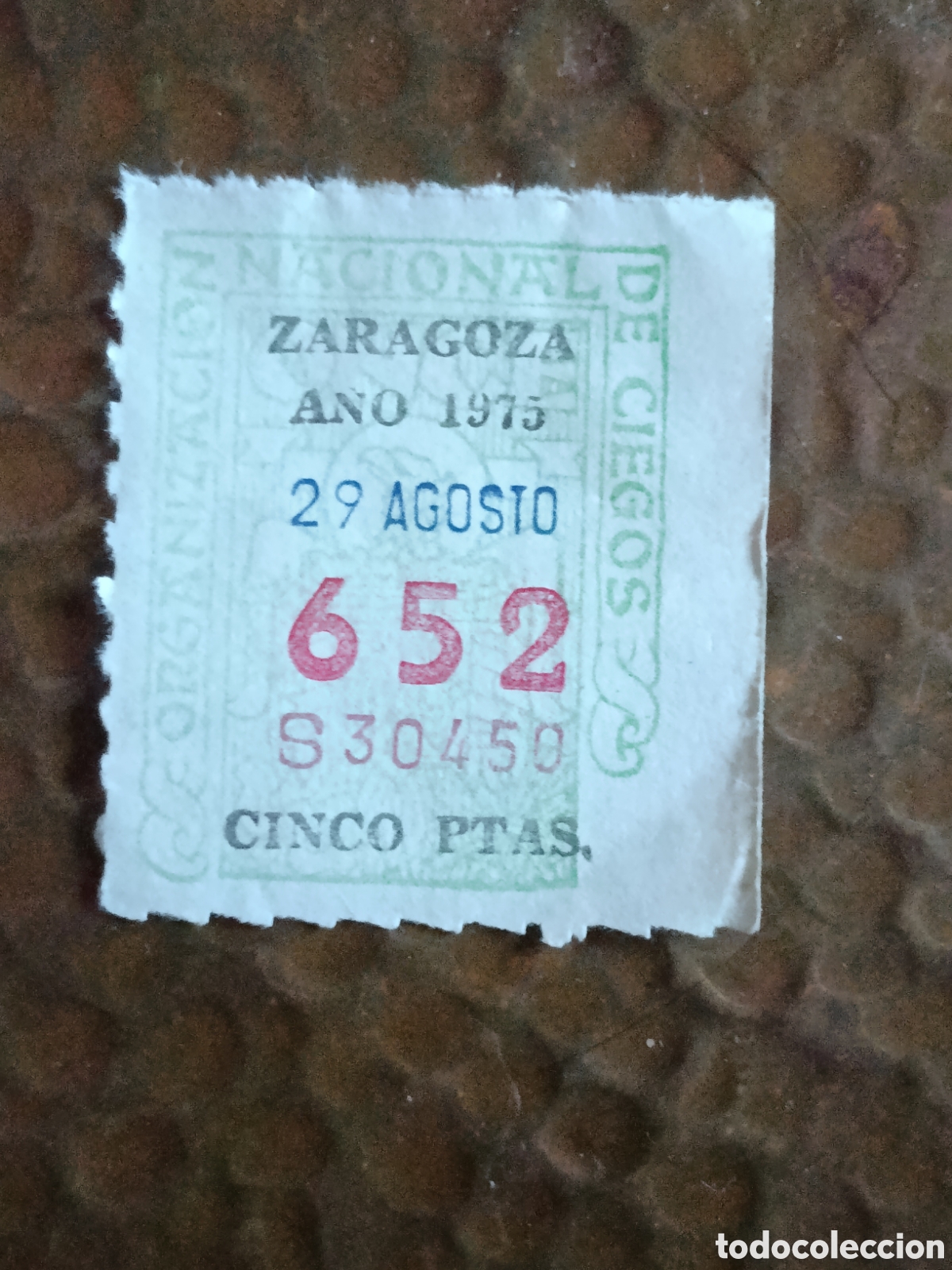 Cupones ONCE: CUPON DE LOTERIA LA ONCE 652 5 PTAS [ A&Ntilde;O 1975 ]