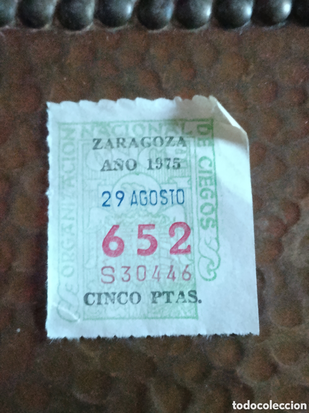 Cupones ONCE: CUPON DE LOTERIA LA ONCE 652 5 PTAS [ A&Ntilde;O 1975 ]