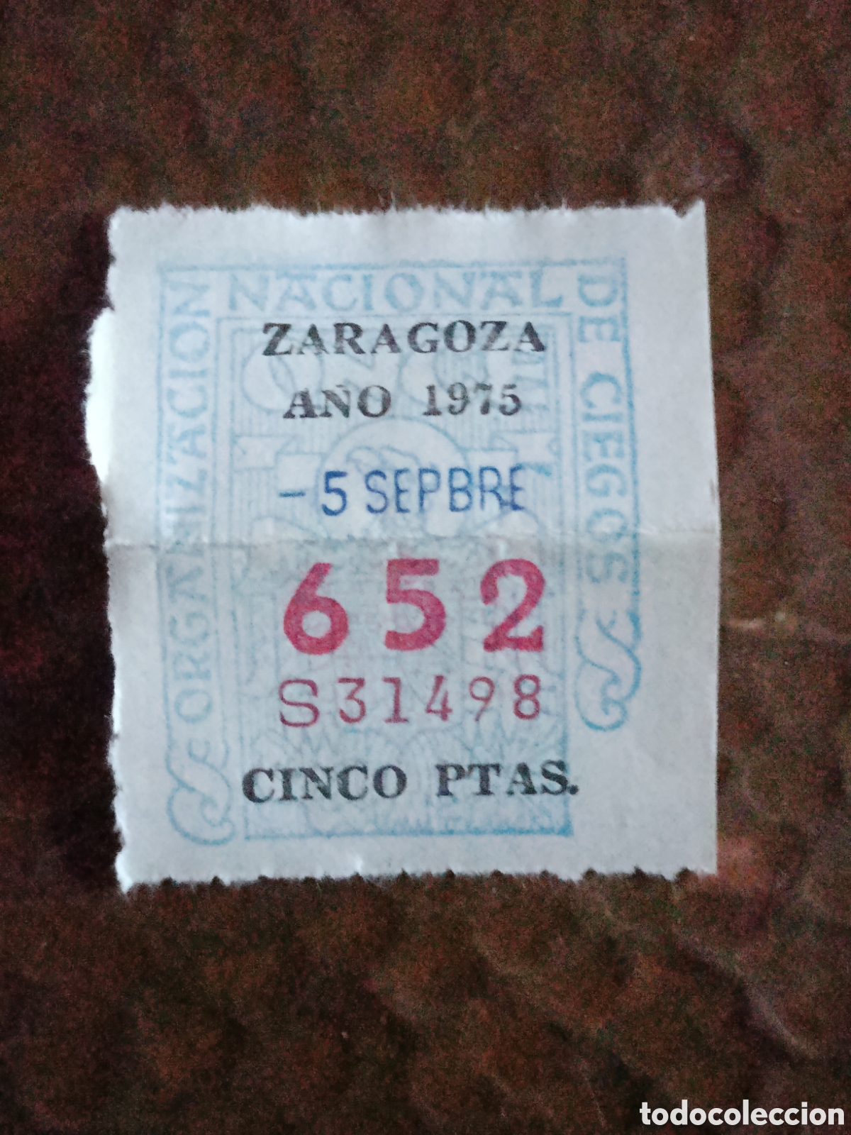 Cupones ONCE: CUPON DE LOTERIA LA ONCE 652 5 PTAS [ A&Ntilde;O 1975 ]
