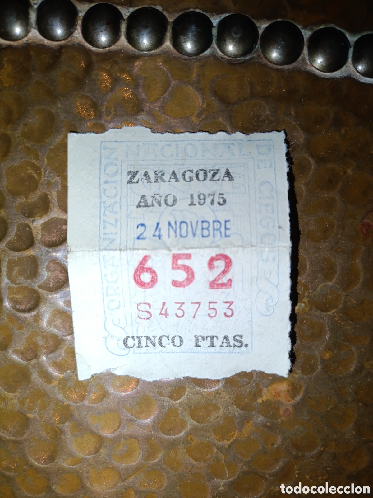 Cupones ONCE: CUPON DE LOTERIA LA ONCE 652 5 PTAS [ A&Ntilde;O 1975 ]
