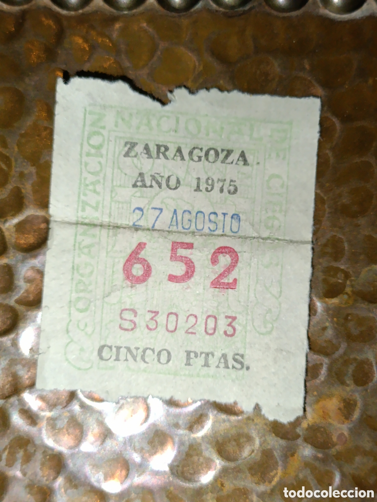 Cupones ONCE: CUPON DE LOTERIA LA ONCE 652 5 PTAS [ A&Ntilde;O 1975 ]