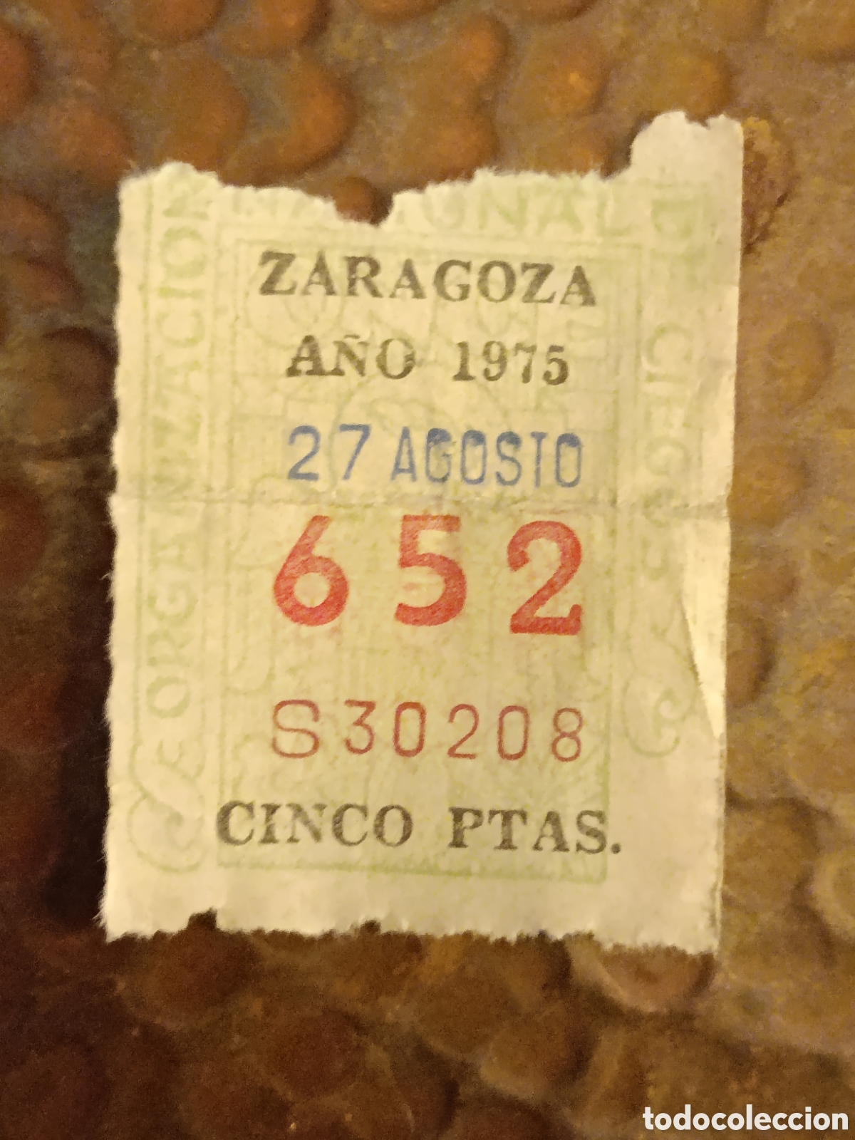 Cupones ONCE: CUPON DE LOTERIA LA ONCE 652 5 PTAS [ A&Ntilde;O 1975 ]