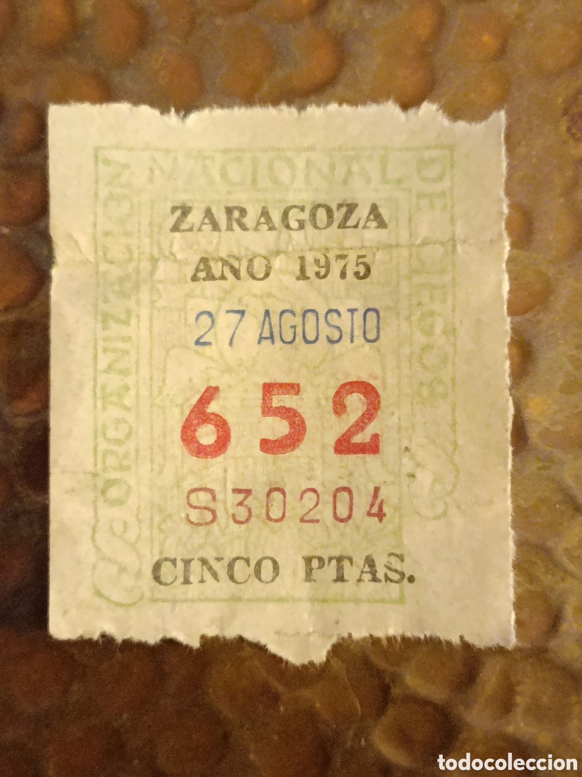 Cupones ONCE: CUPON DE LOTERIA LA ONCE 652 5 PTAS [ A&Ntilde;O 1975 ]