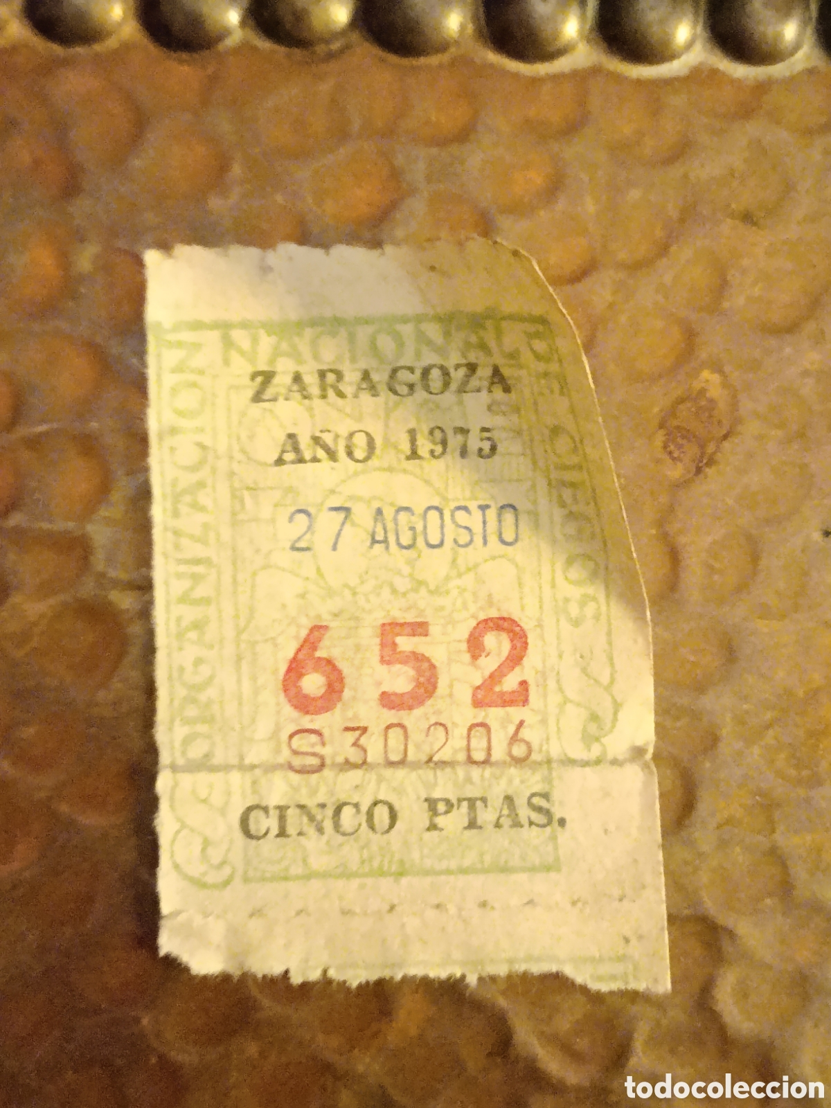 Cupones ONCE: CUPON DE LOTERIA LA ONCE 652 5 PTAS [ A&Ntilde;O 1975 ]