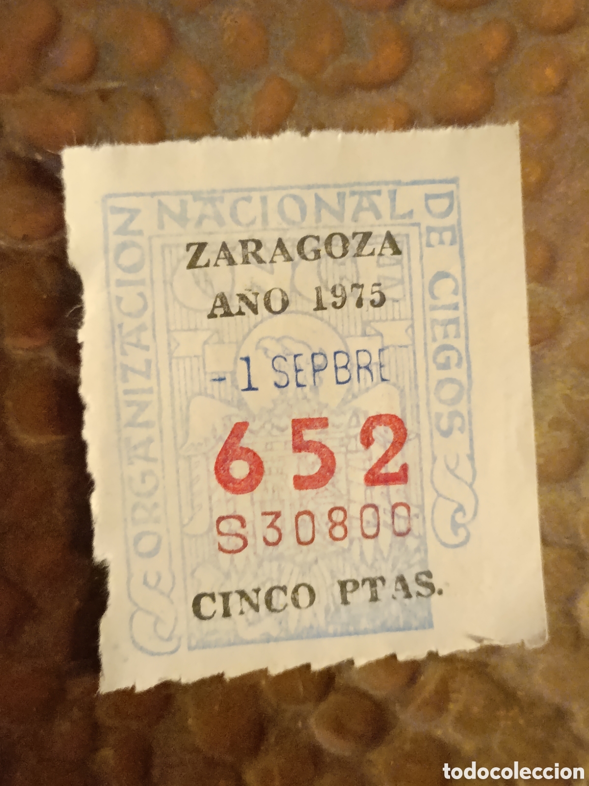 Cupones ONCE: CUPON DE LOTERIA LA ONCE 652 5 PTAS [ A&Ntilde;O 1975 ]