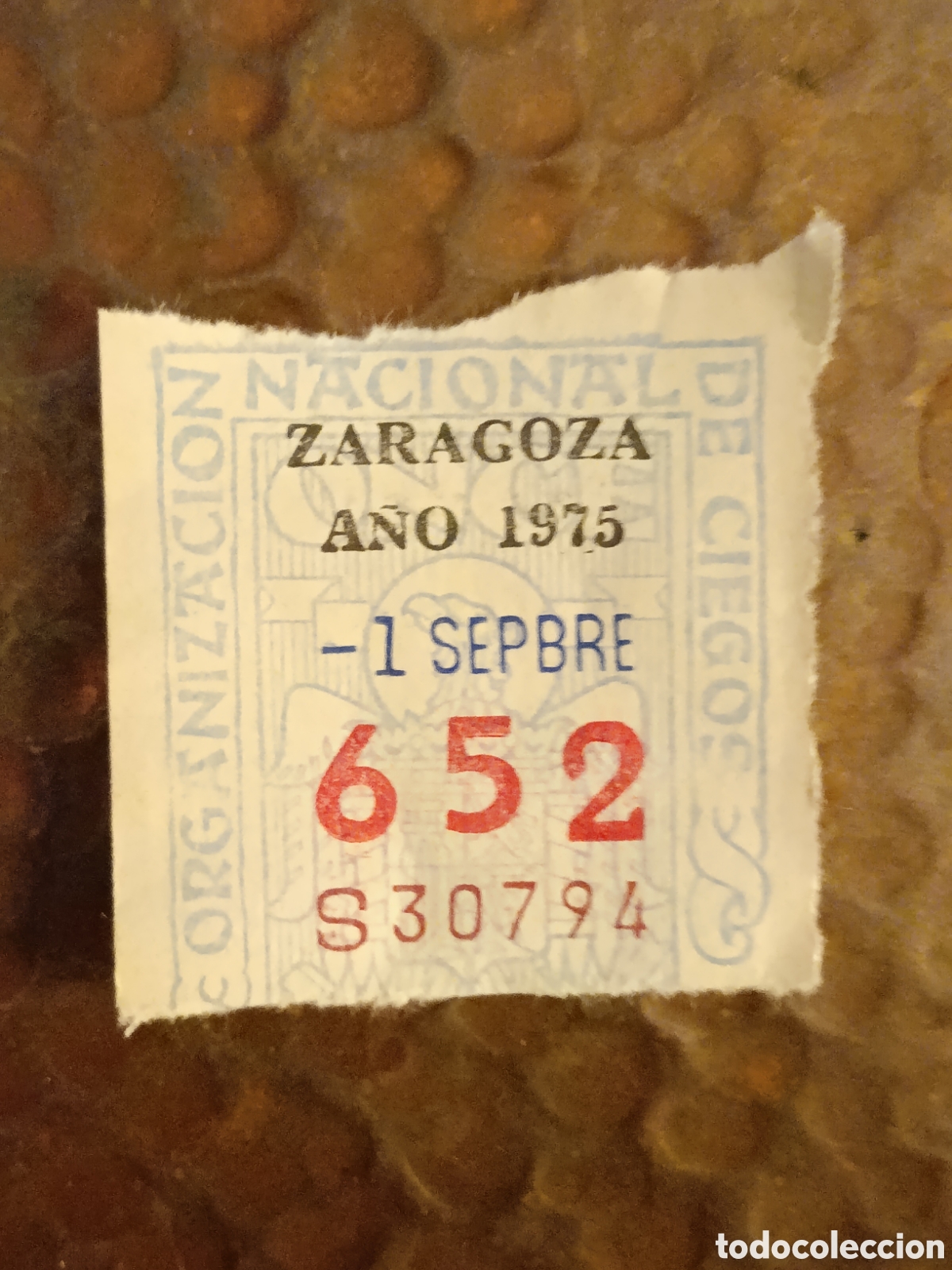 Cupones ONCE: CUPON DE LOTERIA LA ONCE 652 5 PTAS [ A&Ntilde;O 1975 ]