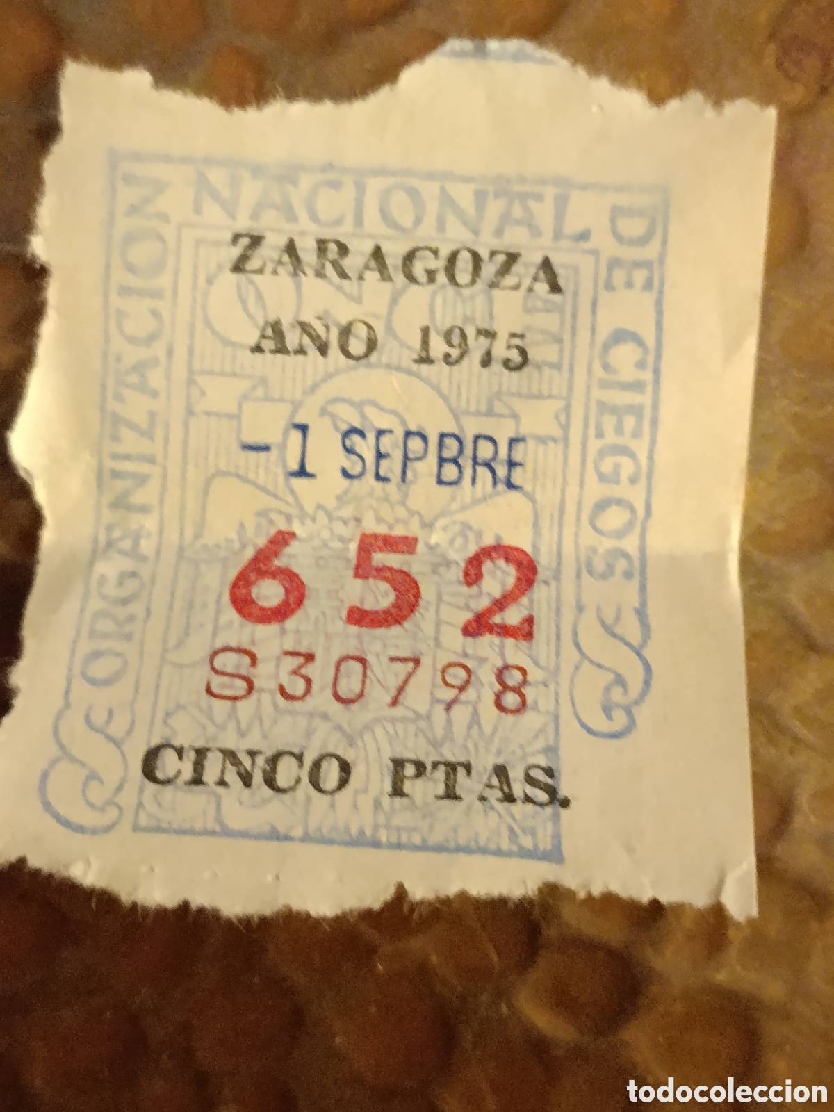 Cupones ONCE: CUPON DE LOTERIA LA ONCE 652 5 PTAS [ A&Ntilde;O 1975 ]