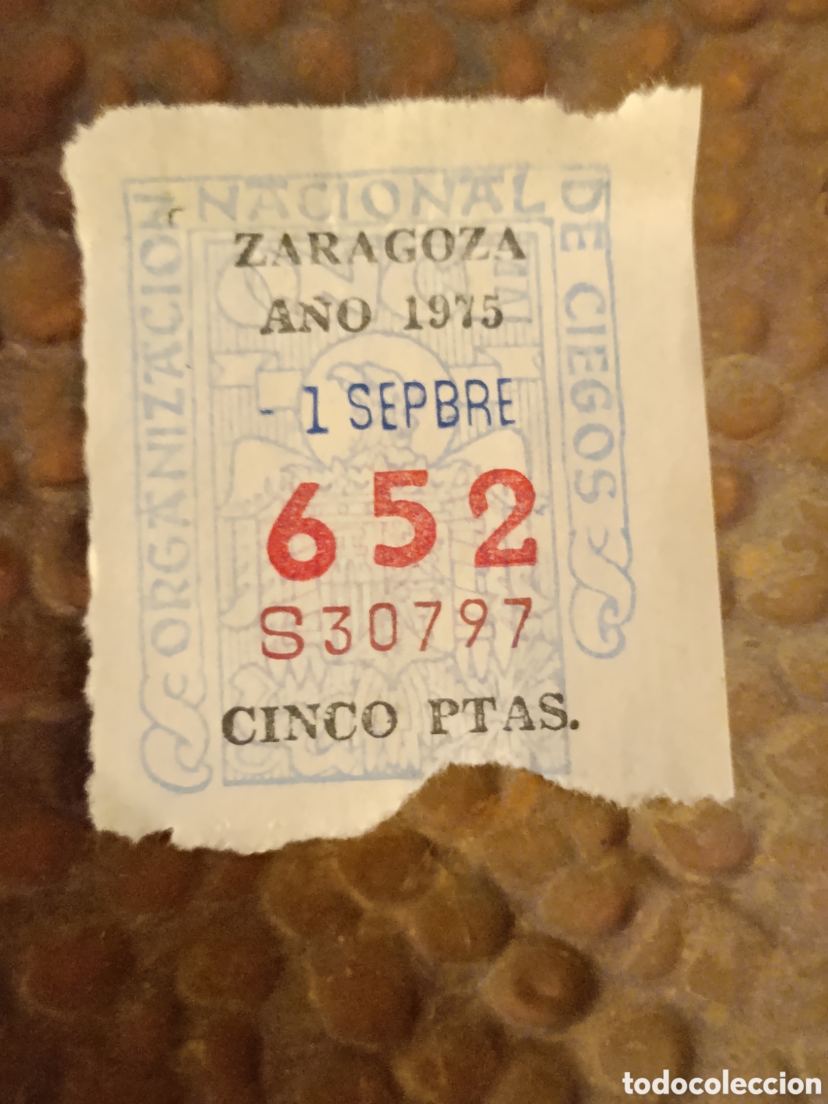 Cupones ONCE: CUPON DE LOTERIA LA ONCE 652 5 PTAS [ A&Ntilde;O 1975 ]