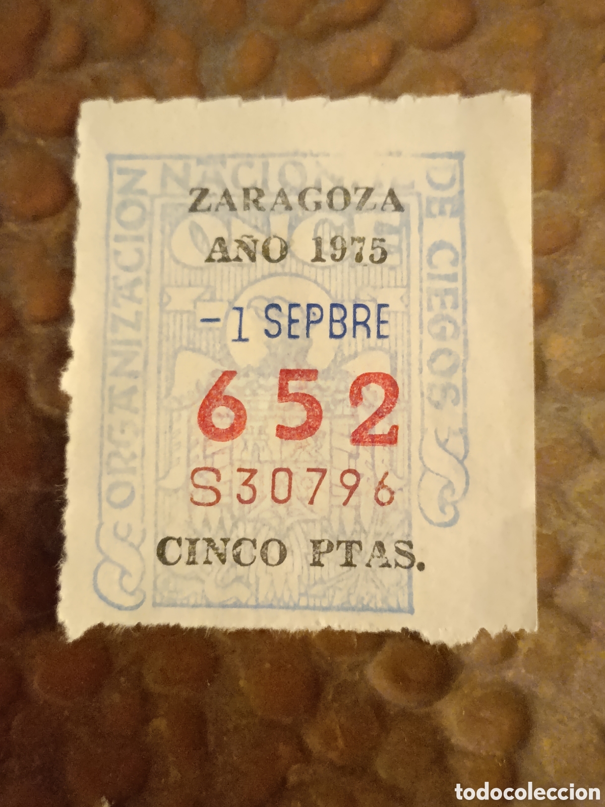 Cupones ONCE: CUPON DE LOTERIA LA ONCE 652 5 PTAS [ A&Ntilde;O 1975 ]