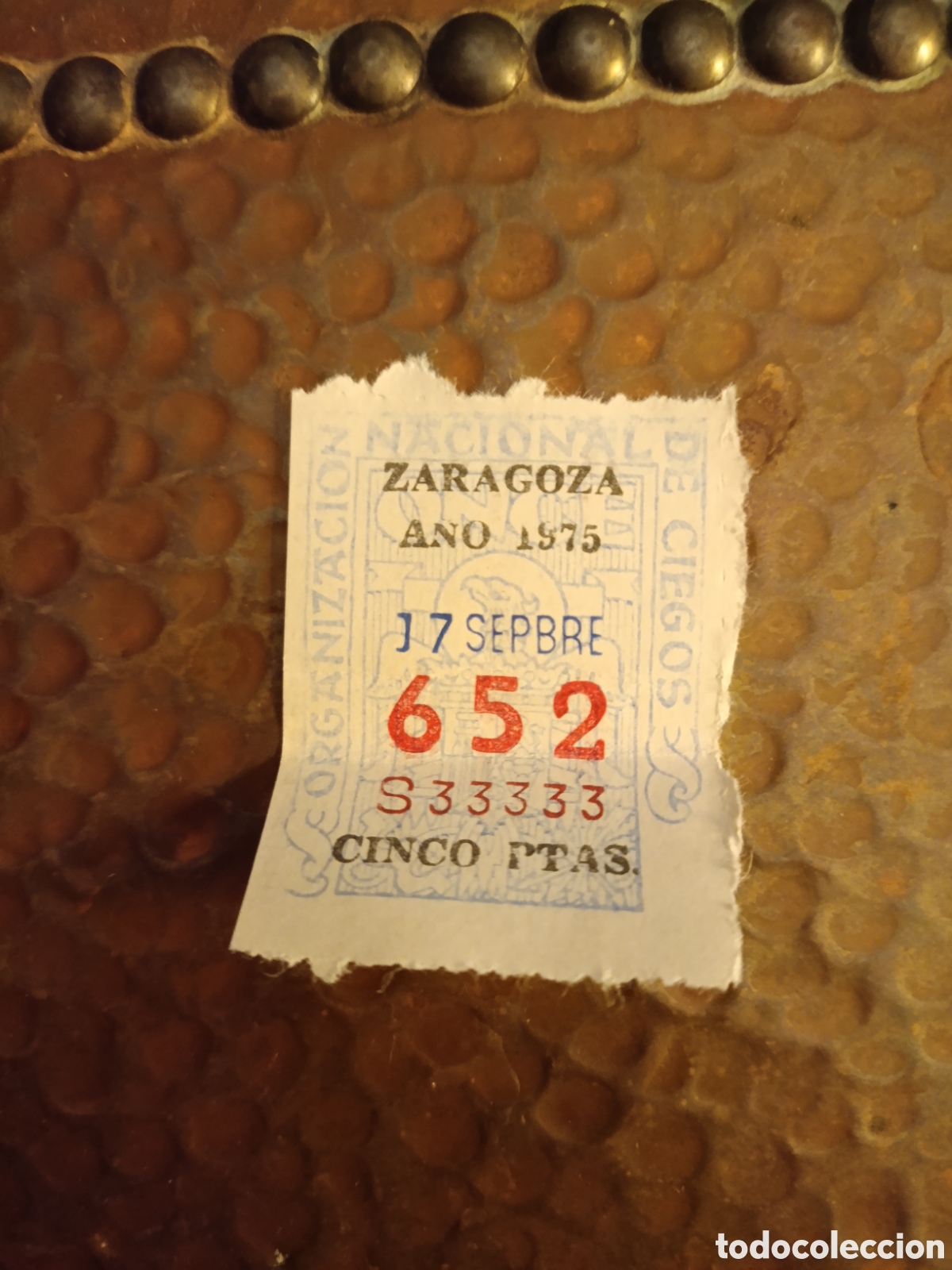 Cupones ONCE: CUPON DE LOTERIA LA ONCE 652 5 PTAS [ A&Ntilde;O 1975 ]