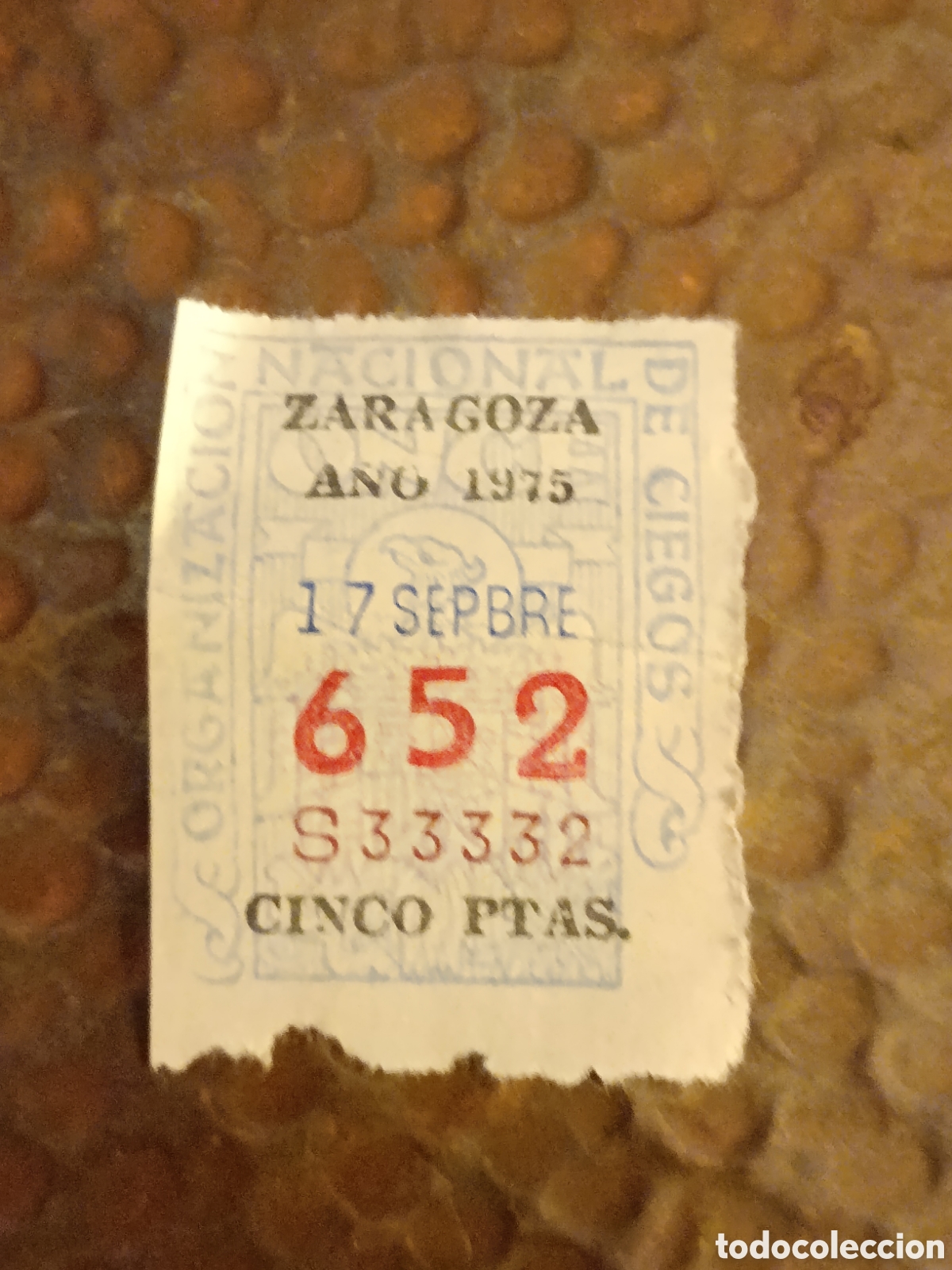 Cupones ONCE: CUPON DE LOTERIA LA ONCE 652 5 PTAS [ A&Ntilde;O 1975 ]