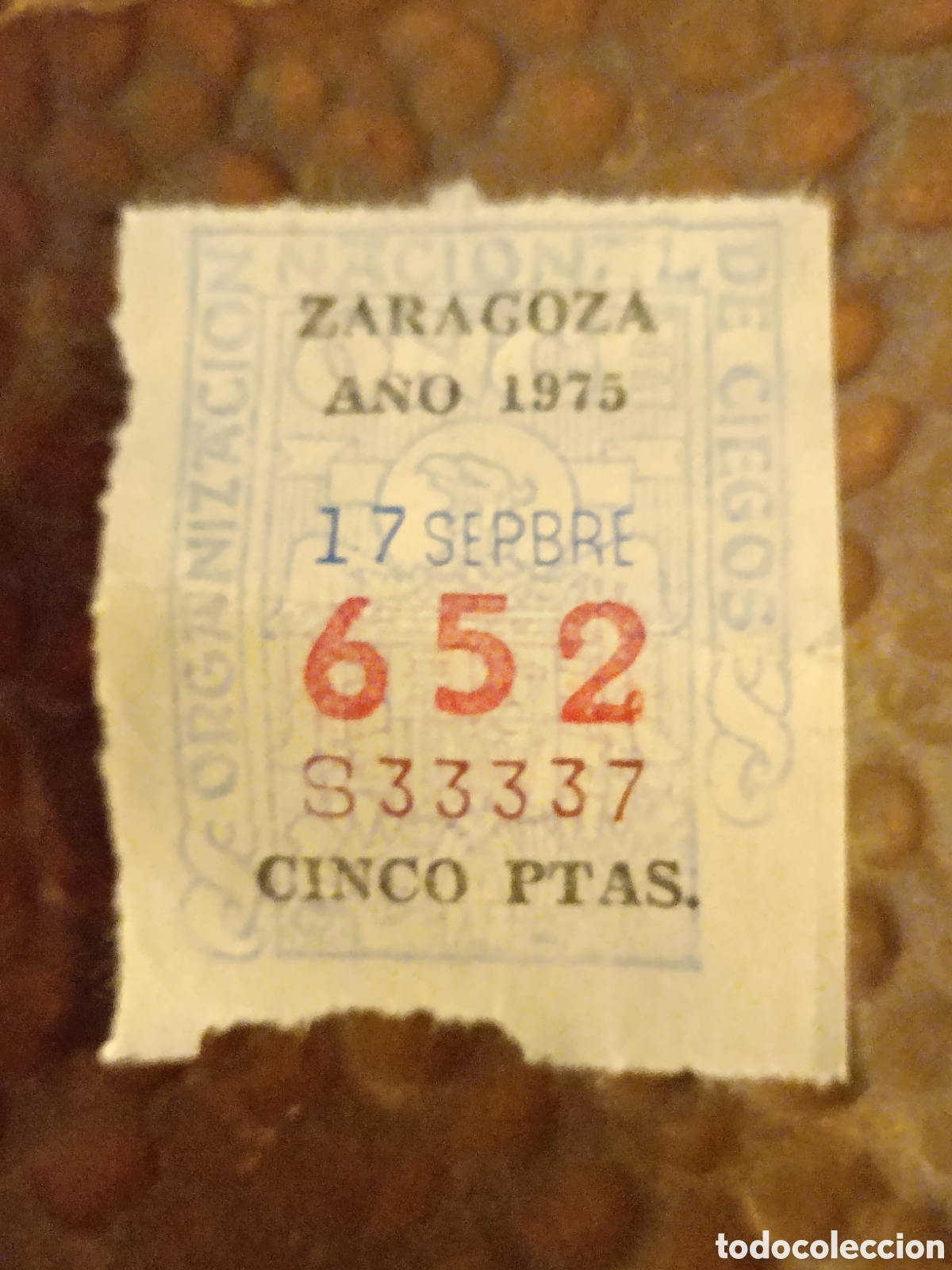 Cupones ONCE: CUPON DE LOTERIA LA ONCE 652 5 PTAS [ A&Ntilde;O 1975 ]