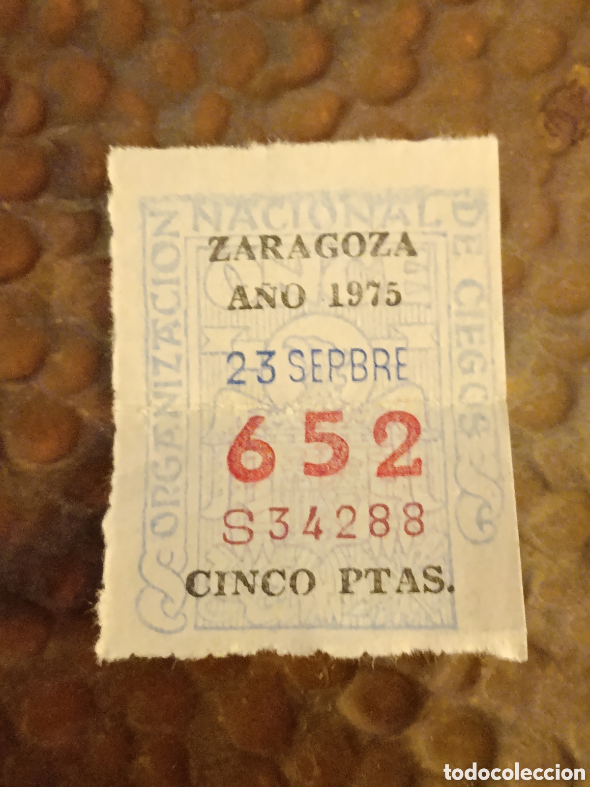 Cupones ONCE: CUPON DE LOTERIA LA ONCE 652 5 PTAS [ A&Ntilde;O 1975 ]