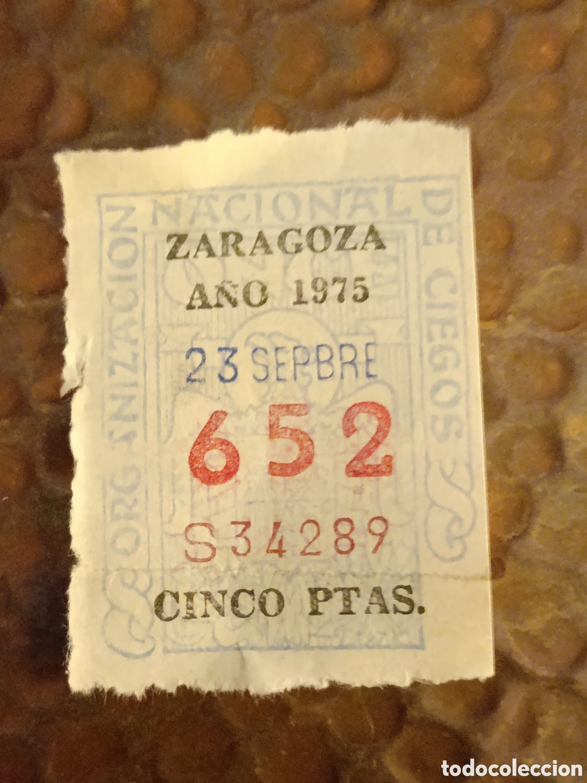 Cupones ONCE: CUPON DE LOTERIA LA ONCE 652 5 PTAS [ A&Ntilde;O 1975 ]