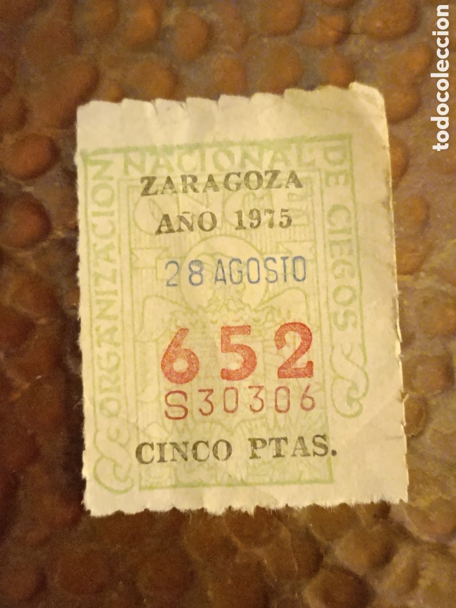 Cupones ONCE: CUPON DE LOTERIA LA ONCE 652 5 PTAS [ A&Ntilde;O 1975 ]