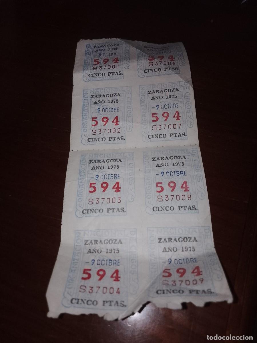 Cupones ONCE: Cupones once lote de 8 unidades Zaragoza a&ntilde;os 1975